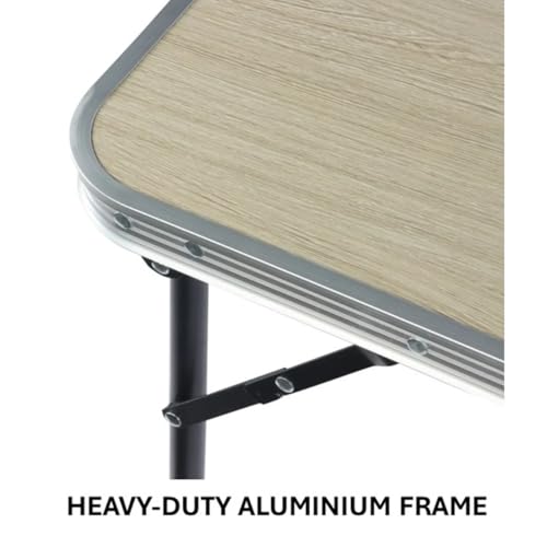 J&V TEXTILES Rectangle Portable Folding Table with Handle (Driftwood, 2.63 Feet)