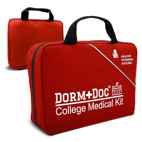 DormDoc College First Aid Kit – Compact Emergency Medical Kit for Dorm Rooms, School, Sports – with Bandages, OTC Medicine...