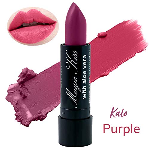 Magic Kiss Pack of 12 Color Changing Aloe Vera Lipstick set, MADE IN USA (Purple)
