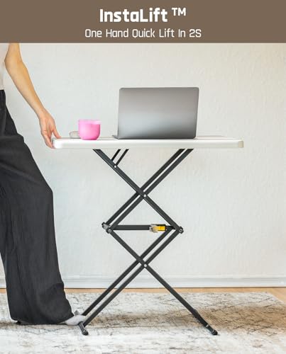 FanttikOutdoor Folding Table , One-Handed Height Adjustment, 3 Heights, Multi-Functional Small Folding Table 28 inch, TV T...