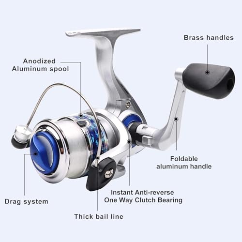 BNTTEAM Portable Fishing Spinning Rod and Reel Combo Set Carbon Fiber Fluorescent Rod Tip, with Fishing Lures Line Carrier...