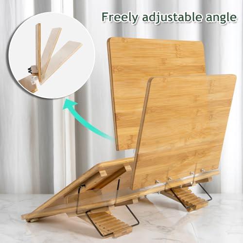 ANBOXIT Folding Bamboo Tabletop Easel, 19.7" x 14.2" Base and 15.4" x 11" Adjustable Upper Board, Portable Desktop Arts & ...