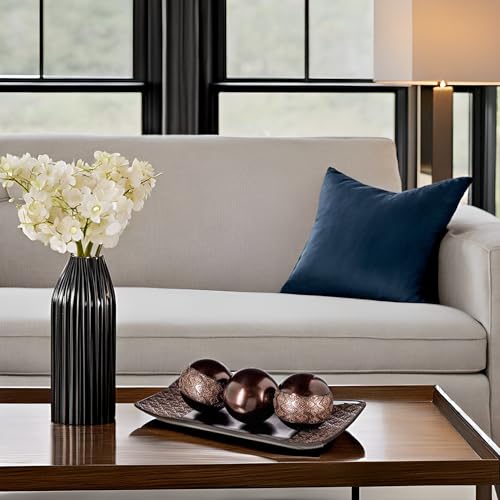 Creative Scents Dublin Brown Tray and Ball Set - Living Room, Entry Table Decor Centerpiece Table Decorations - Decorative...