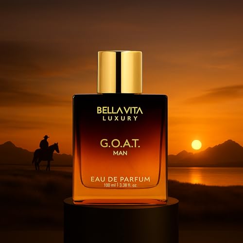 BellaVita Luxury G.O.A.T. Men's Eau De Parfum (3.4 fl.oz) | Natural Refreshing Notes of Bergamot, Lavender, Vetiver & Patchouli Oriental | Fresh Perfume for Men | Long-Lasting Perfume for Mens EDP