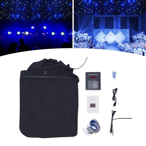 19.69FTx9.84FT LED Stage Backdrop Blue and White LED Starry Sky Backdrop Foldable DMX Control LED Star Curtain with Remote...