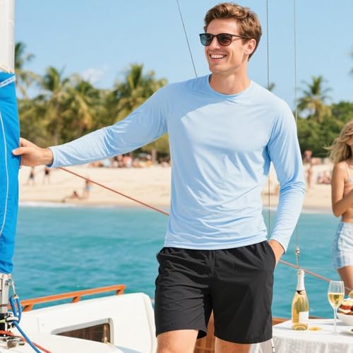 Men's Long Sleeve Shirts UPF 50+ UV Sun Protection Rash Guard Shirt Lightweight Dri Fit Casual Athletic Running Workout Tops