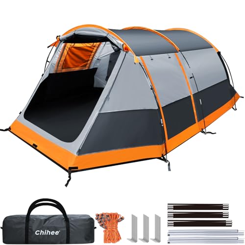 Chihee Camping Tents Tunnel Tent 4 Person Family Tents with 2 Doors Extra Weatherproof Outdoor Shelter 4 Seasons Tents wit...