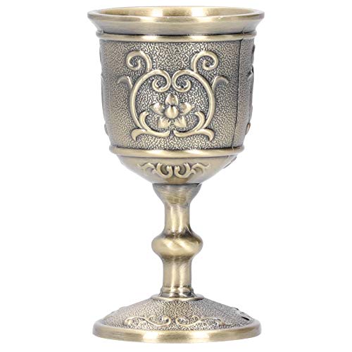 Bronze Wine Cup, Vintage Goblet Embossed European Royal Chalice Whiskey Drink Party Supplies, for Kitchen, Home, Bar, Wedd...