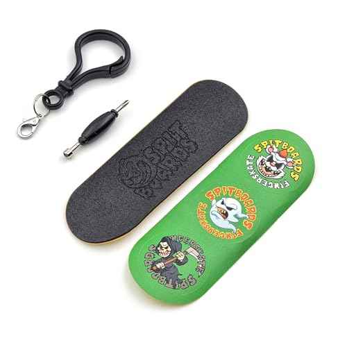 SPITBOARDS¢ç 34mm x 96mm Pro Fingerboard Set-Up (Complete) | Real Wood Deck | Pro Trucks with Lock-Nuts and Pro Bushings | Polyurethane Pro Wheels with Bearings | Pig Flue