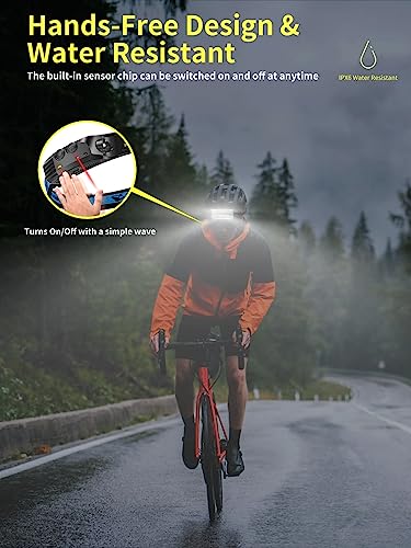 Smiling Shark Rechargeable Headlamp, 230°Wide Angle 6*White Light The Brightest LED Head Lamp with Motion Sensor Waterproo...