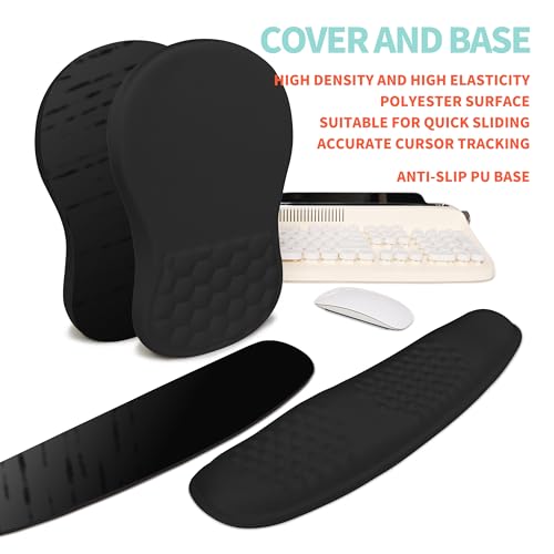 KUOSGM 2-in-1 Ergonomic Set, Wave Rise Keyboard Wrist Rest and Massage Bulge Slope Mouse Pad Wrist Support, Cushion Memory...