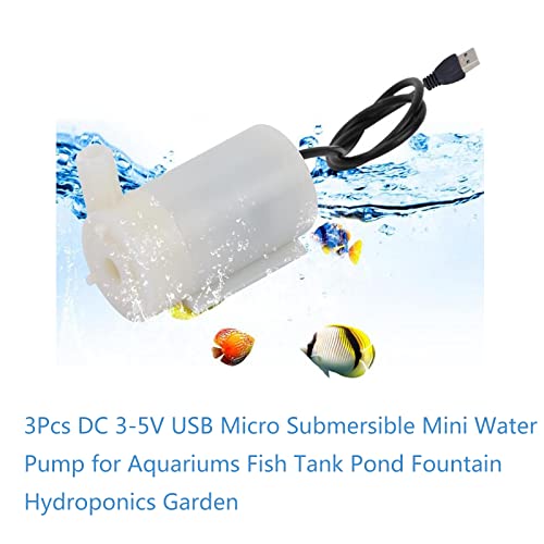 SIPYTOPF 3Pcs DC 3-5V USB Micro Submersible Mini Water Pump for Aquariums Fish Tank Pond Fountain Hydroponics Garden (White)