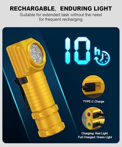 Spriak High Lumens LED Rechargeable Headlamp for Adults - Hard Hat Light Running Head Lamp with Red Light, Magnet, 180° Ti...