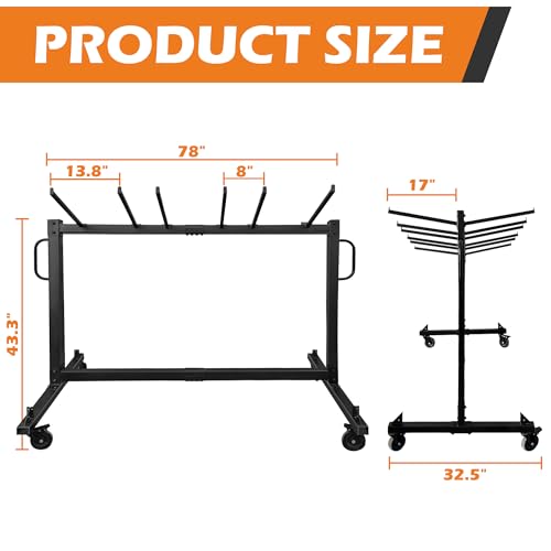 koretech Folding Chair Rack for 48 Chairs or 12 Tables, Folding Chair Cart with Wheels Heavy Duty, Chair Storage Dolly for...