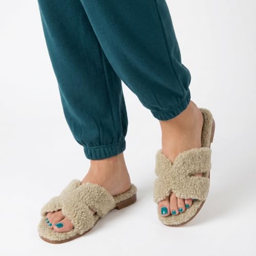 CUSHIONAIRE Women's Visa cozy slide sandal +Memory Foam, Wide Widths Available
