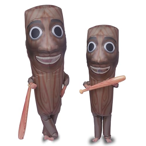 Ghorkivex Inflatable Tung Costume Halloween Funny italian Wooden Stick Man costume sahur Inflatable costume with Stick