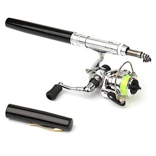 Lixada Fishing Rod Reel Combo Mini Pen Fishing Pole Kit Telescopic Fishing Rod Spinning Reel Combo Kit