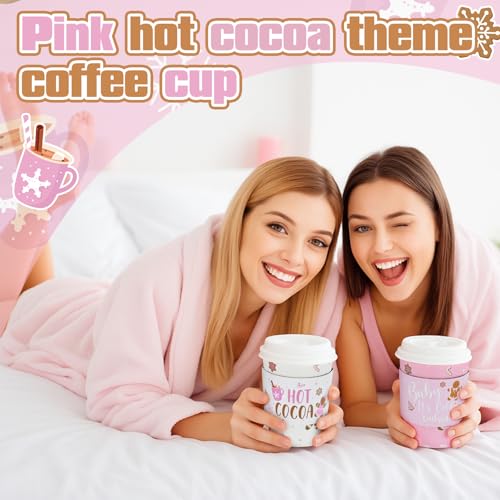 FoldTier 80 Packs Hot Chocolate Cups Bulk Hot Cocoa Bar Supplies Christmas Disposable Coffee Cups with Lids Sleeves 14 oz ...