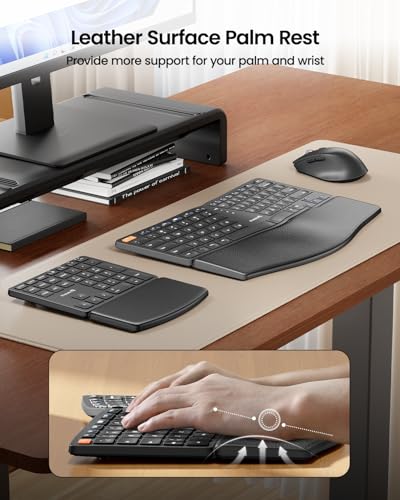 ProtoArc Ergonomic Keyboard Mouse, EKM04 2.4GHz USB Wireless Ergo Keyboard Mouse Combo with Separate Numeric Keypad, Split...