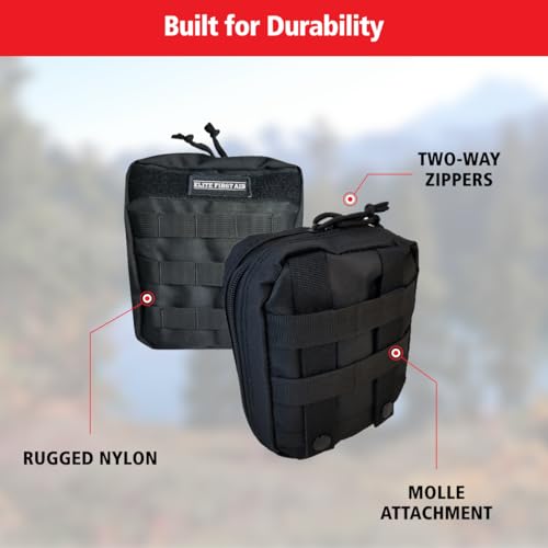 Elite First Aid Tactical Survival Kit, MOLLE-Compatible Tactical First Aid Kit for Home, Car, Camping, Sports, and More (9...