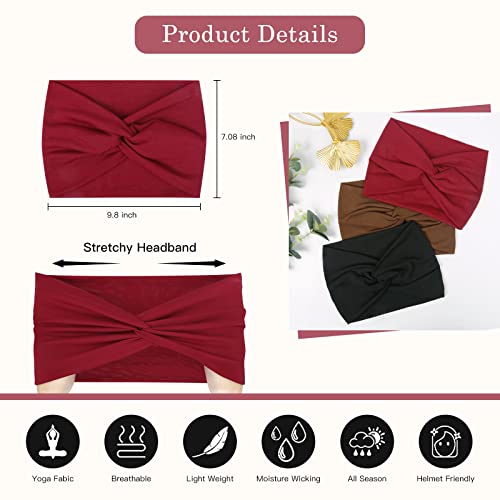 Tobeffect 7'' Extra Wide Headbands for Women, Large Thick Turban Head Wrap Headband, Boho Bandana Head Bands for Women's H...