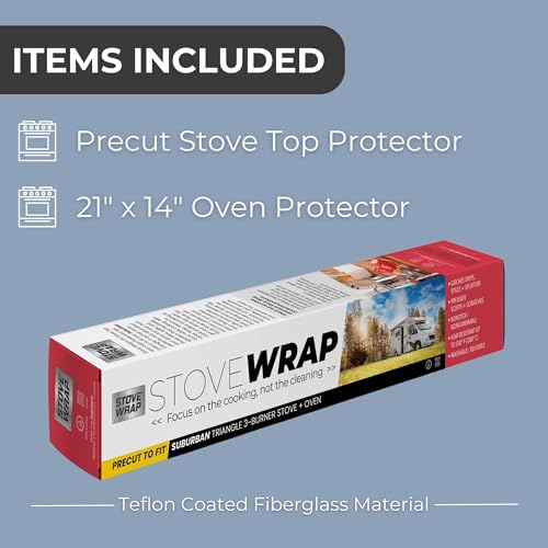 STOVEWRAP SWRV400 Stove Cover/Protector & Oven Liner - Precut to fit Suburban Triangle 3 Burner Stoves ONLY - Easy Clean/H...
