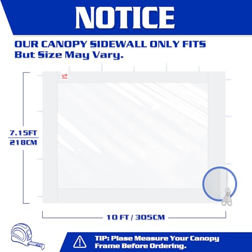 FANPAT 3Pcs Clear Canopy Sidewalls for 10x10 Pop Up Tent, Transparent Window Curtain Cloth, 8 Mil PVC Enclosure Fabric wit...