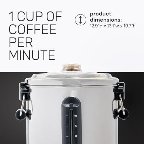 Homecraft 100-Cup Coffee Urn and Hot Beverage Dispenser with Dripless Faucet, Quick-Brewing, Stainless Steel