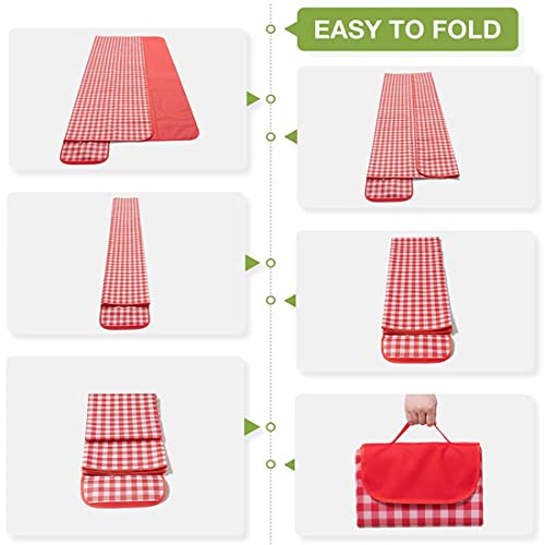 LRUUIDDE Oversize Picnic Beach Blanket, 80''x60'' Outdoor Waterproof Foldable, Sandproof Blankets Plaid Picnic Mat for Bea...