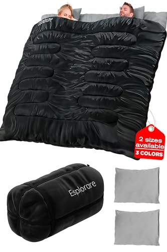 Double Sleeping Bag - XL Sleeping Bags for Adults Two Person - Queen Size Double Sleeping Bags for Adults 2 Person - Sleep...