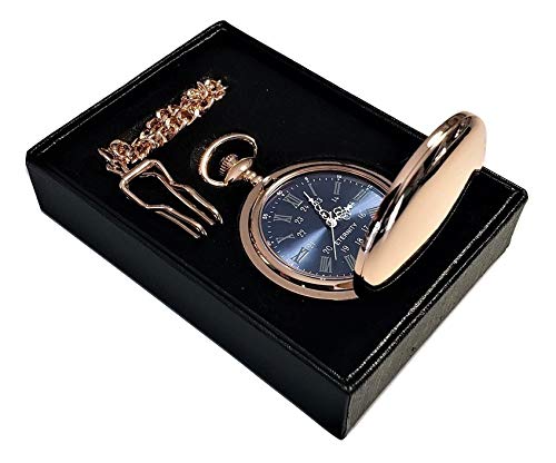 1 Personalized Pocket watch, Vintage style engraved gift. Box included, Stainless chain and engraving is included, Groomsmen, best man gifts for couples and weddings (Rose Gold)