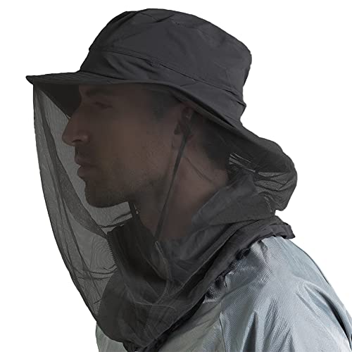Peicees 2Pcs Head Net Hats for Men Women Adventure Fishing Hat Safari Hat for Hunting Camping Hiking, Black and Dark Gray