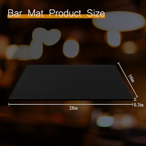 Tioncy 4 Pcs Large Size Bar Mat for Countertop 28 x 16 Inch Non Slip Rubber Mat Service Spill Cocktail Bartending Coffee B...