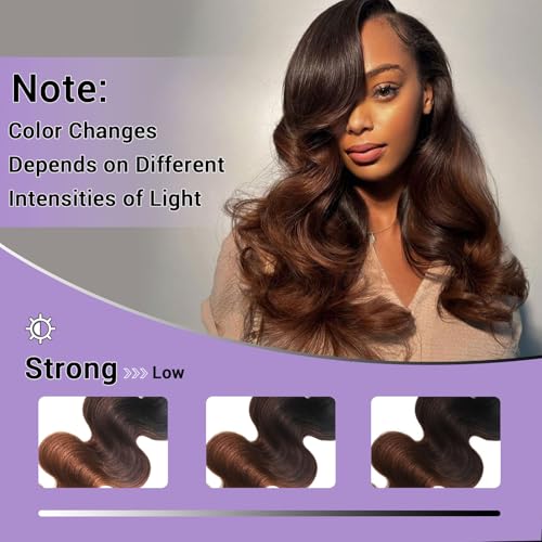 T1B/2/30 Chestnut Brown Ombre Human Hair Bundles Body Wave 100% Real Virgin Human Hair Bundles 10 12 14 Inch Dark Roots Bundle 3 Tone Ombre Medium Auburn Colored Sew in Quick Weaves