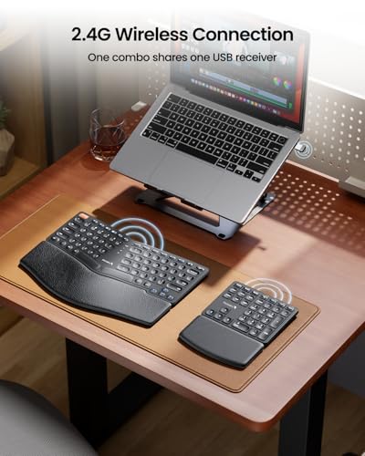 ProtoArc Wireless Ergonomic Keyboard, EK04 2.4GHz USB Wireless Ergo Keyboard with Separate Numeric Keypad, Split Design, H...