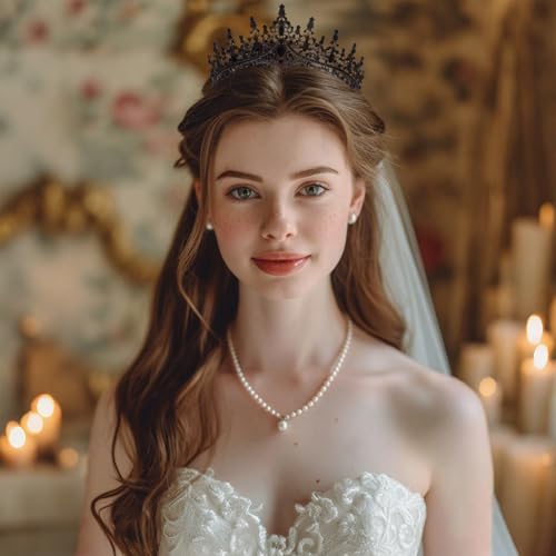 Feltent Black Tiara for Women Crystal Queen Crowns Rhinestone Princess Tiaras for Girl Wedding Headband for Bride Hair Acc...
