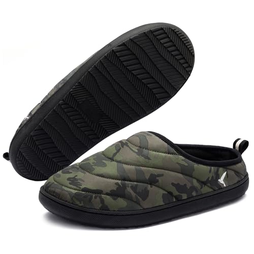 RockDove Men’s Trail-Therm Quilted Memory Foam Slippers for Camping and Indoor Outdoor Adventures with Anti-Slip Rubber Sole