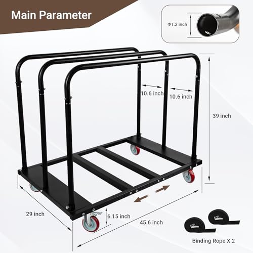 Eastrexon Folding Table Cart, Heavy Duty Table Dolly w/ 5" PU Swivel Wheels, Drywall Dolly Cart w/ 1800 LBS & 10 Table Cap...