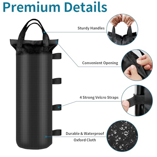 4 Sand Bags for Weight, Heavy Duty Sandbags for Canopy Legs, Extra Large Pop Up Tent Weights, Canopy Weight Bags for Gazeb...