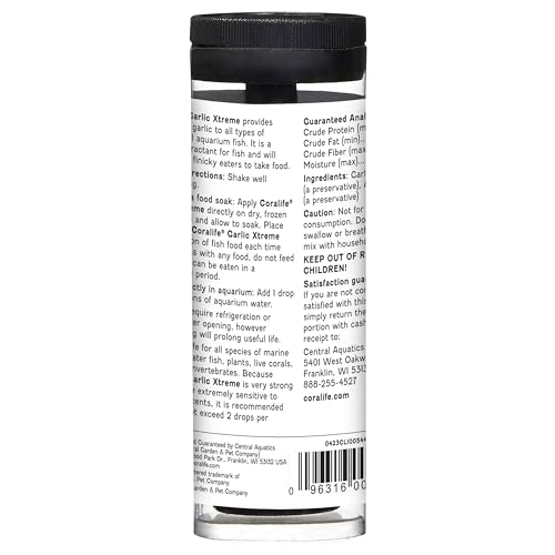 Coralife Fish Tank Aquarium Garlic Xtreme Attractant and Food Supplement for Saltwater Marine or Freshwater Fish, 1 oz