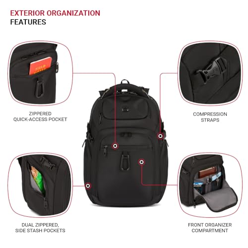 SwissGear Endure ScanSmart 17" Laptop Backpack – Reflective Tech Backpack with ScanSmart Compartment – Multiple Organizer ...
