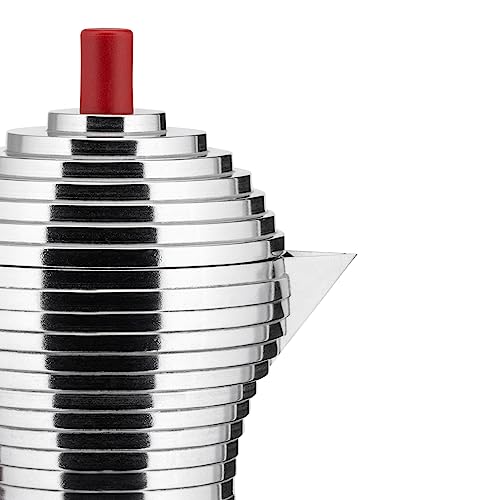 Alessi MDL02/3 R "Pulcina" Stove Top Espresso 3 Cup Coffee Maker in Aluminum Casting Handle And Knob in Pa, Red
