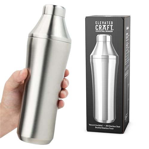 Elevated Craft Hybrid Cocktail Shaker - Premium Vacuum Insulated Stainless Steel Cocktail Shaker - Innovative Measuring Sy...