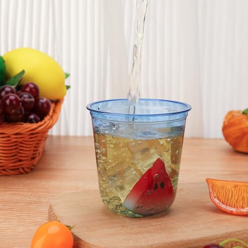 Xuelimei 50pcs 12oz Disposable Stemless Glasses,PET Disposable Drinking Cups,Cold Party Clear Plastic Wine Glasses for Par...