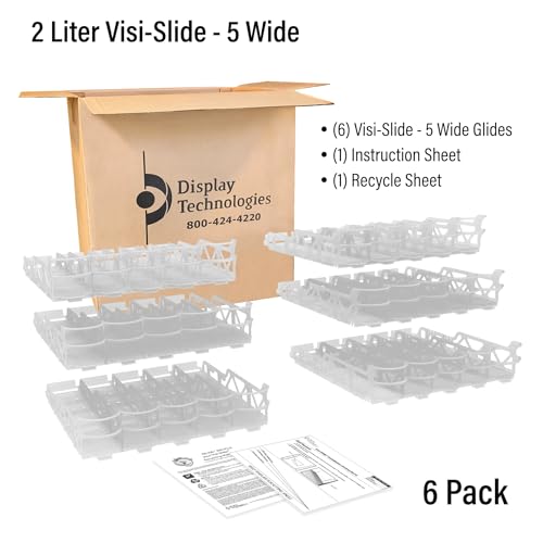 Visi-Slide 2Liter, 5 wide Soda Beverage Dispenser - Gravity Fed Glide for Angled Shelves for Coolers, Commercial Refrigera...