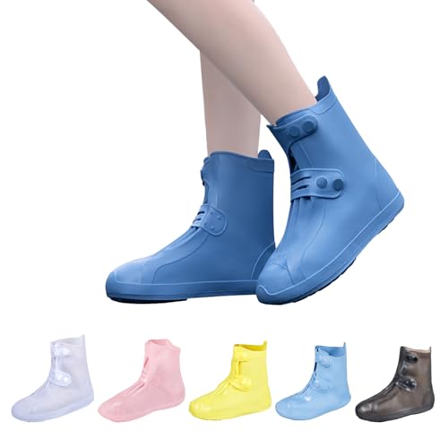 Dream Apparel Waterproof Rain Shoe Covers for Women Men, Non-Slip Reusable Foldable Boot Covers Rainproof Overshoes Over S...