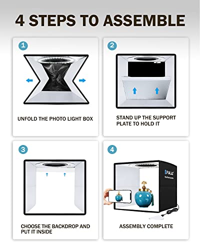 PULUZ 9.8"/25cm Foldable Portable Photo Studio Light Box, Adjustable Brightness Light Box Photography Lighting Shooting Te...
