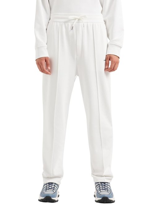 Armani Exchange Men's Cotton French Terry Sweatpants with Front Pleat Detail, Off White, X-Large