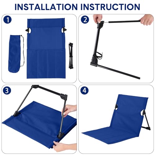 Jetec Foldable Floor Backrest Chair Portable Camping Chair with Storage Bag Light Weight Lazy Seat for Indoor Outdoor Bed ...