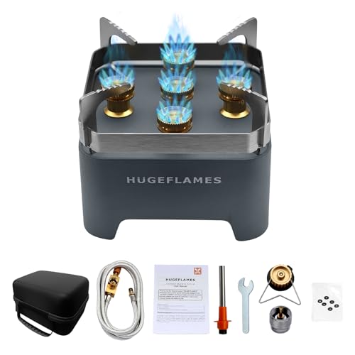 HUGEFLAMES Portable Camping Stove, Powerful Gas Stove, Propane Camp Stove with Carrying Case, 30,000 BTU Small Propane Sto...